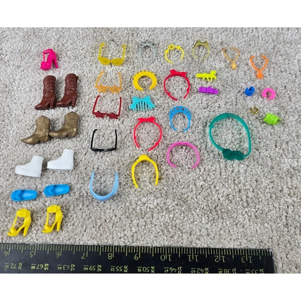 Barbie Doll Accessories Multicolor Shoes Headbands Sunglasses jewelry Lot